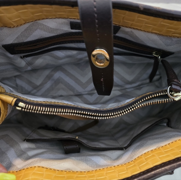 Dooney & Bourke Yellow Leather Tote Bag - Picture 5 of 7